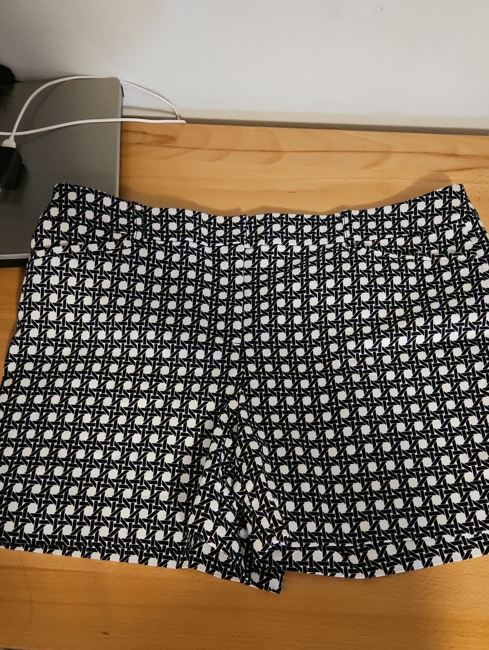 White House Black Market Black and White Patterned Shorts 14